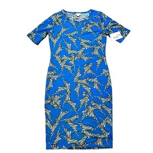 NWT LuLaRoe Julia Bodycon Sheath Dress Green Statue of Liberty Women’s Size Med